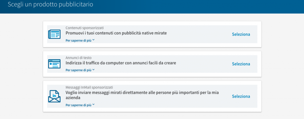 Tipi di Linkedin Ads 1186 × 466