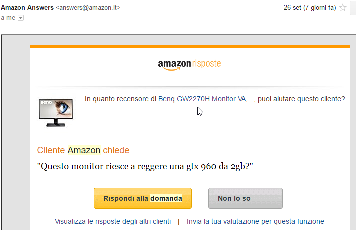 Amazon richiesta di commento