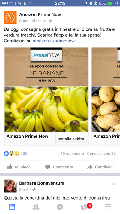 Facebook Ads - Amazon Prime Now