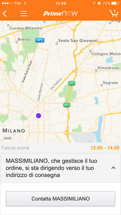 Tracciamento GPS - Amazon Prime Now