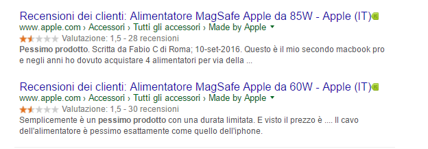 Recensione Apple snippet google